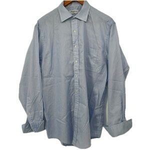 Brooks Brothers‎ Makers Collection Blue Pinstripe Dress Shirt Men's Size 17-35